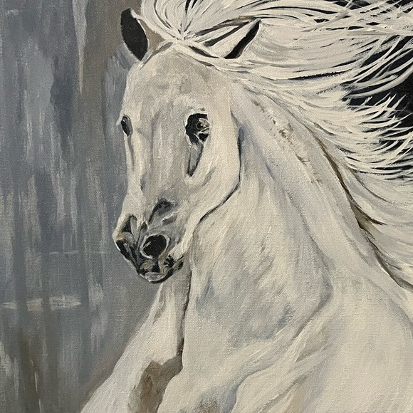 Original painting of a white horse on canvas by Leah Smith - Picture 2 of 3